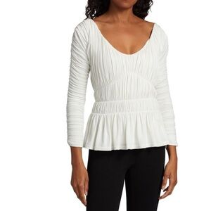 TOVE Lydia Gathered Scoopneck Top in Ivory *Flaw*